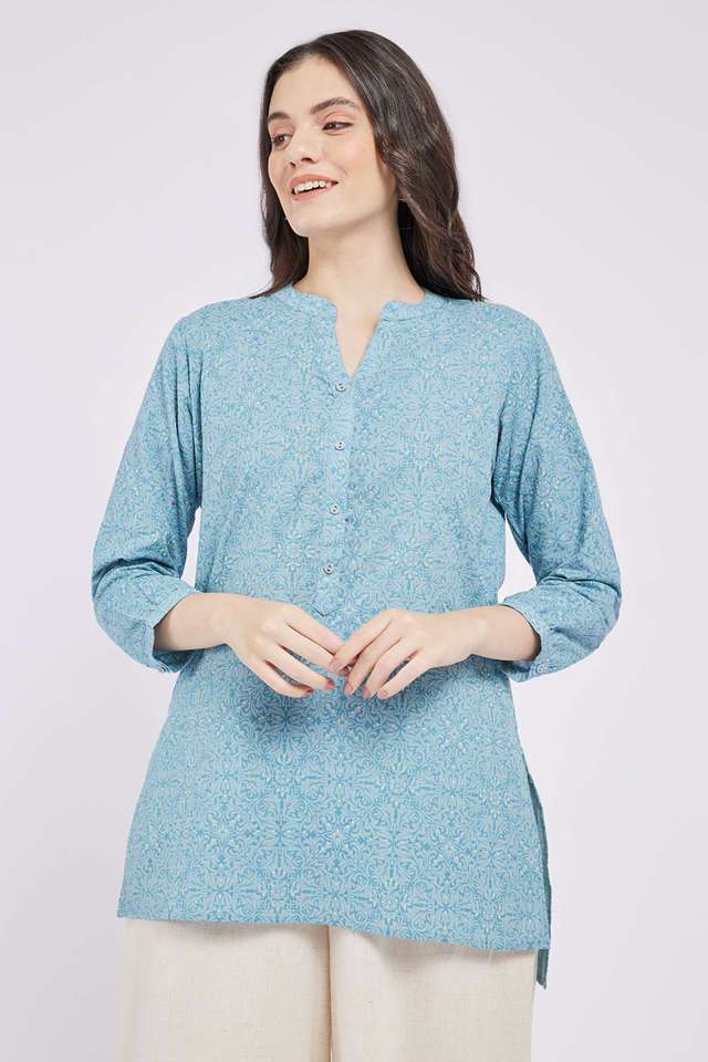 Printed-Cotton-High-Neck-Women-Casual-Wear-Kurta