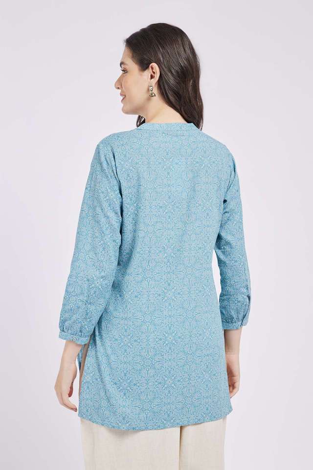 Printed-Cotton-High-Neck-Women-Casual-Wear-Kurta