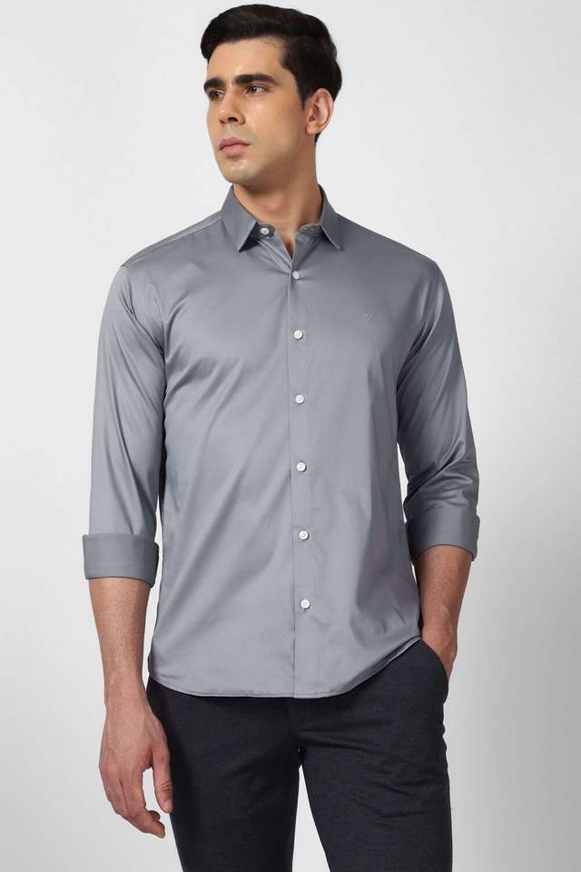 Solid-Cotton-Blend-Slim-Fit-Men-s-Formal-Wear-Shirt