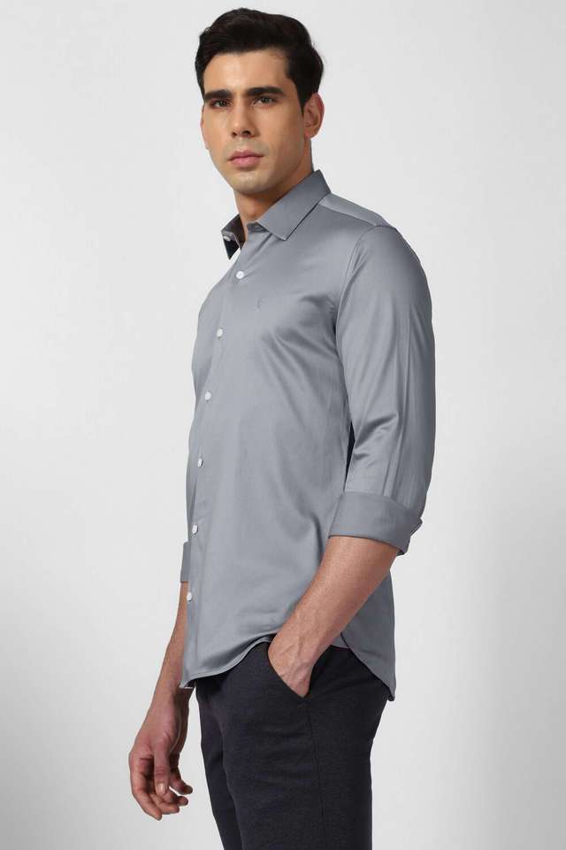 Solid-Cotton-Blend-Slim-Fit-Men-s-Formal-Wear-Shirt
