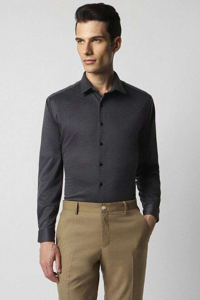 Textured-Polyester-Blend-Slim-Fit-Men-s-Formal-Wear-Shirt