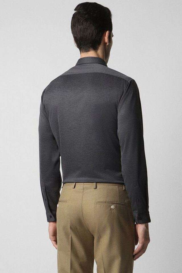 Textured-Polyester-Blend-Slim-Fit-Men-s-Formal-Wear-Shirt