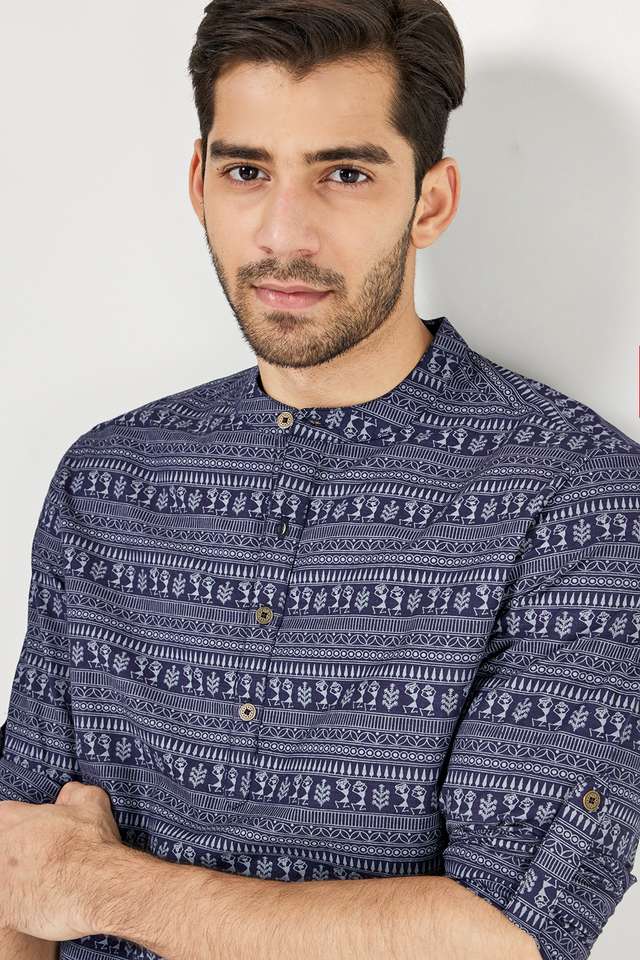 Printed-Blended-Fabric-Regular-Fit-Men-s-Short-Kurta