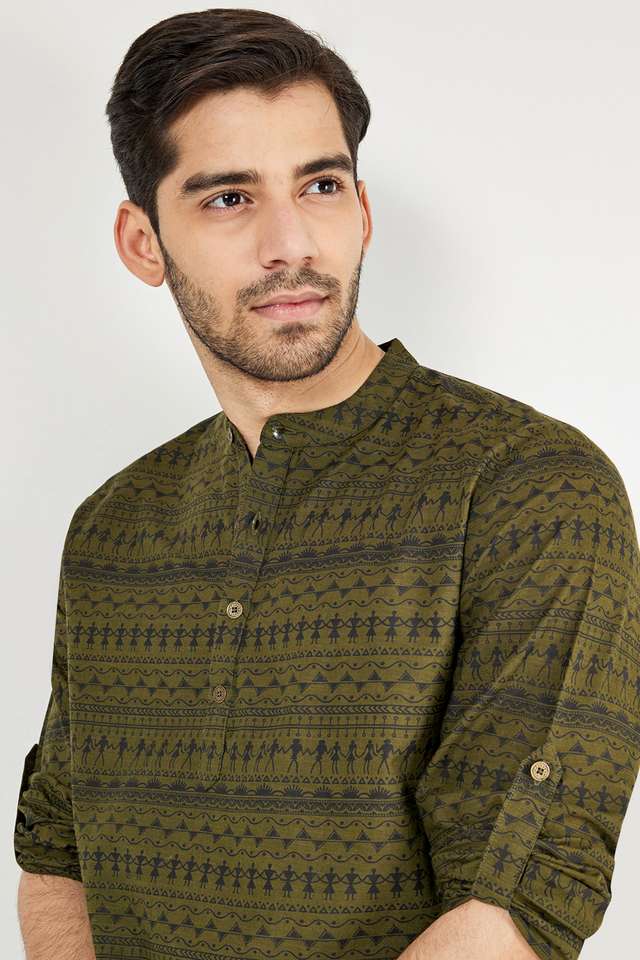 Printed-Blended-Fabric-Regular-Fit-Men-s-Short-Kurta