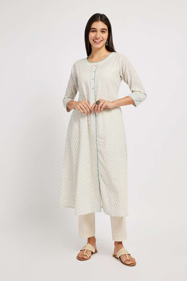Printed-Cotton-Round-Neck-Women-Casual-Wear-Kurta