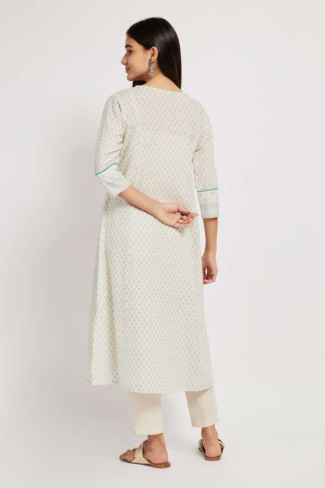 Printed-Cotton-Round-Neck-Women-Casual-Wear-Kurta
