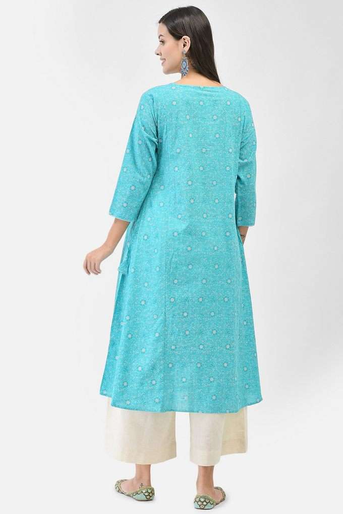 Printed-Cotton-V-Neck-Women-s-Kurta
