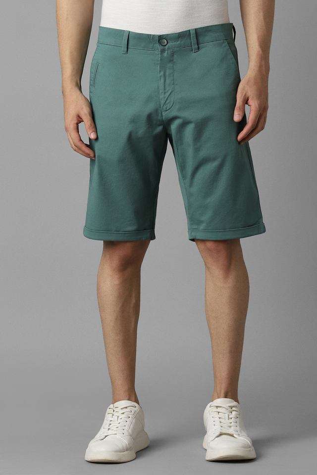 Solid-Blended-Fabric-Button-Closure-Men-s-Shorts