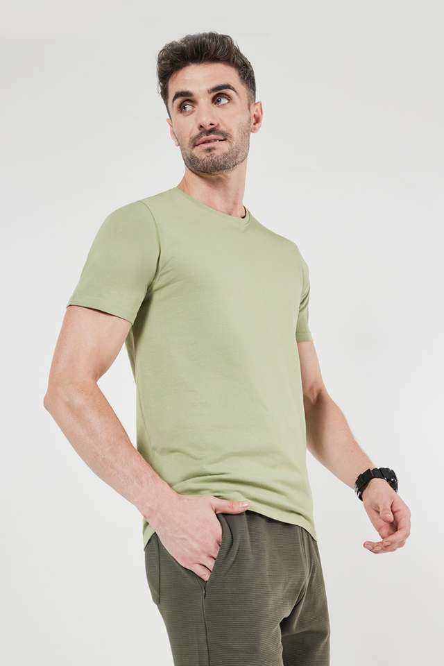 Solid-Cotton-Regular-Fit-Men-T-Shirt