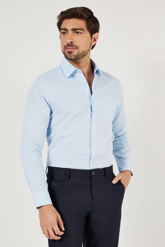 Solid-Cotton-Slim-Fit-Men-Formal-Wear-Shirt