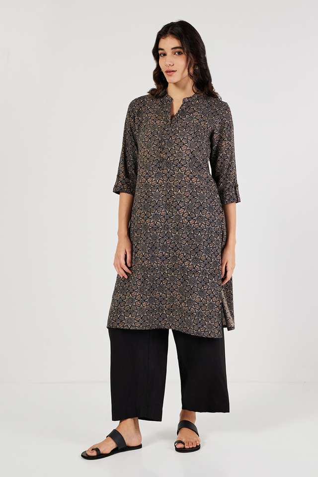 Printed-Rayon-Collared-Women-s-Casual-Wear-Kurta