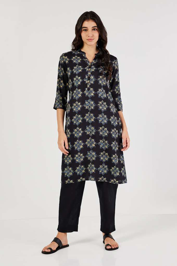 Printed-Rayon-Collared-Women-s-Casual-Wear-Kurta