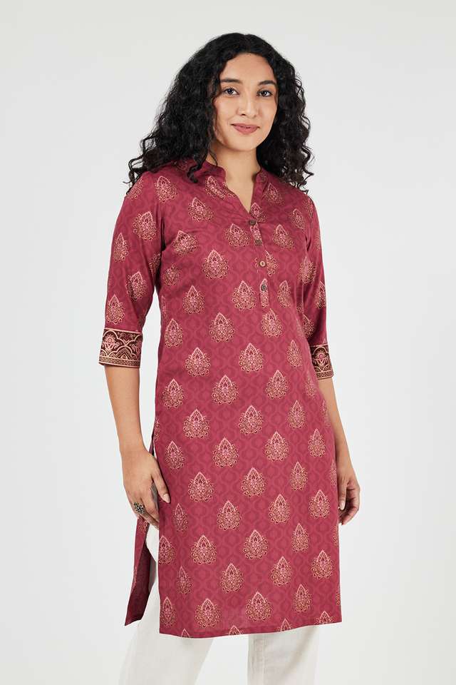 Printed-Rayon-Collared-Women-s-Casual-Wear-Kurta