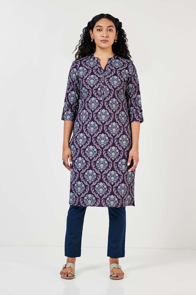 Printed-Rayon-Collared-Women-s-Casual-Wear-Kurta