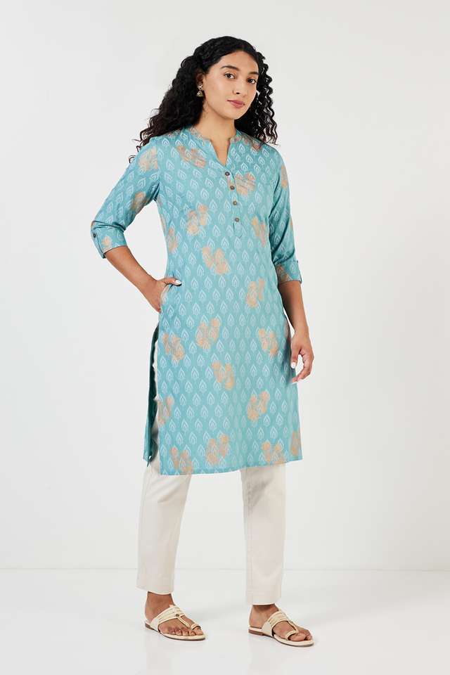 Printed-Rayon-Collared-Women-s-Casual-Wear-Kurta