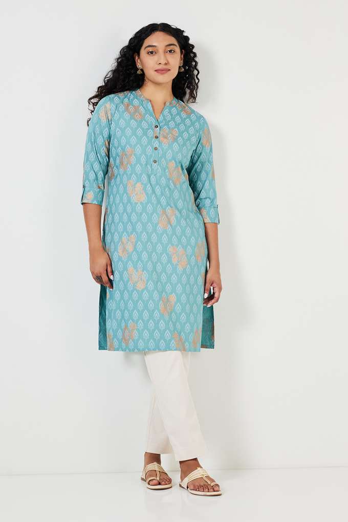 Printed-Rayon-Collared-Women-s-Casual-Wear-Kurta