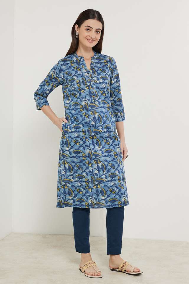 Printed-Cotton-Collared-Women-s-Casual-Wear-Kurta