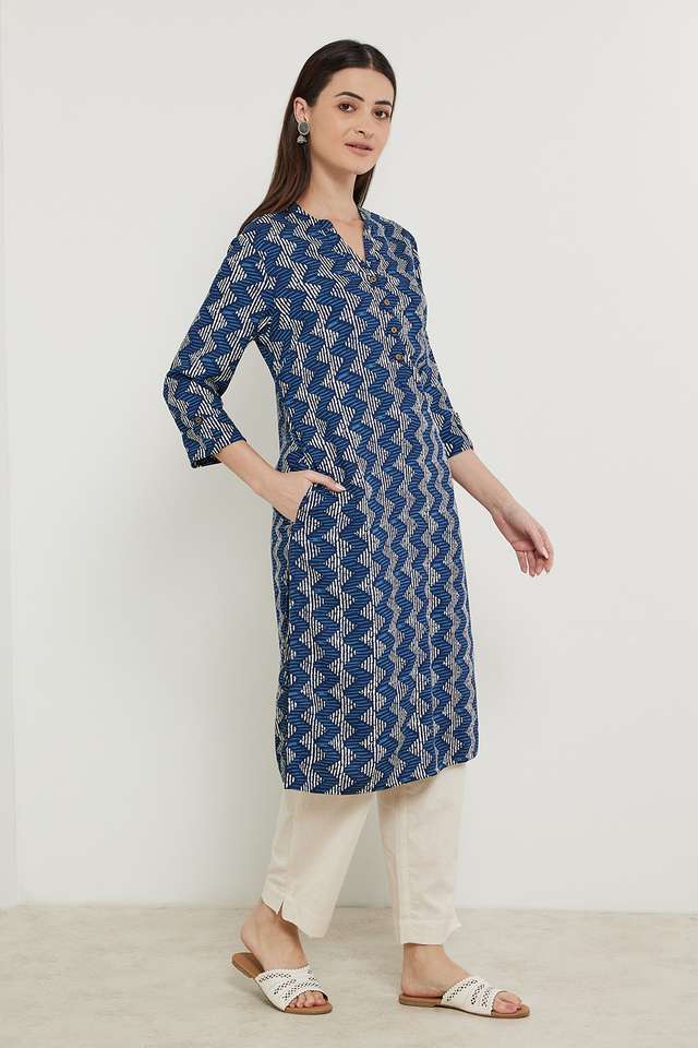 Printed-Rayon-Collared-Women-s-Casual-Wear-Kurta