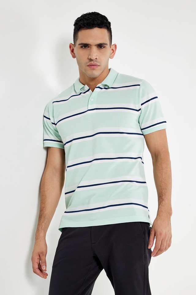 Stripes-Blended-Fabric-Polo-Men-s-T-Shirt
