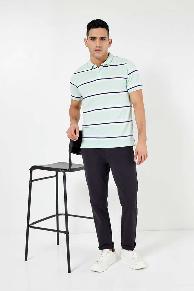 Stripes-Blended-Fabric-Polo-Men-s-T-Shirt