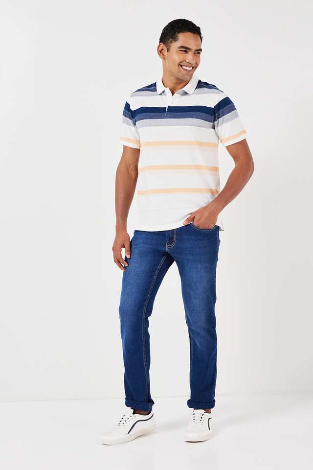 Stripes-Blended-Fabric-Polo-Men-s-T-Shirt