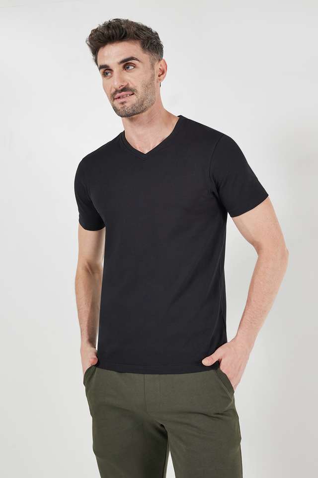 Solid-Blended-Fabric-Slim-Fit-Men-T-Shirt