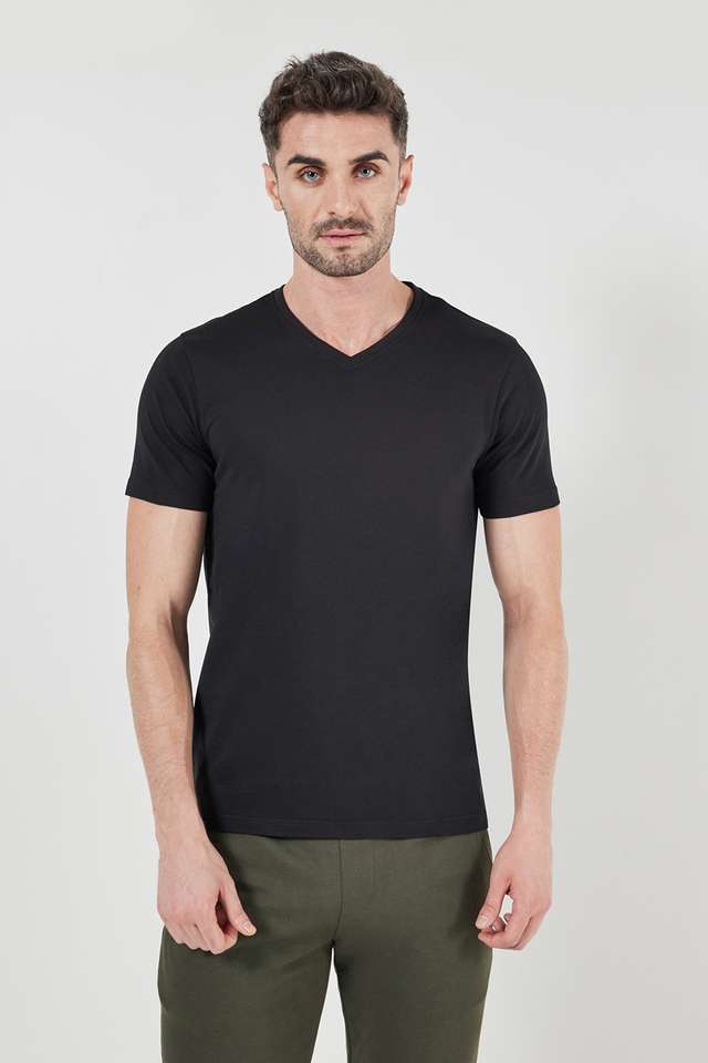 Solid-Blended-Fabric-Slim-Fit-Men-T-Shirt