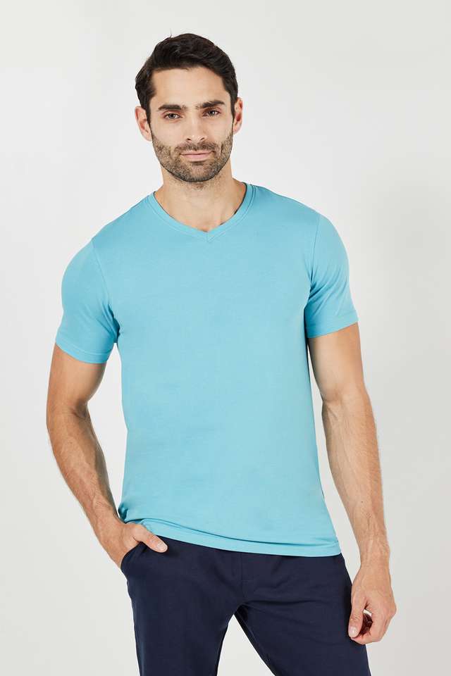 Solid-Cotton-Blend-Men-s-T-Shirt