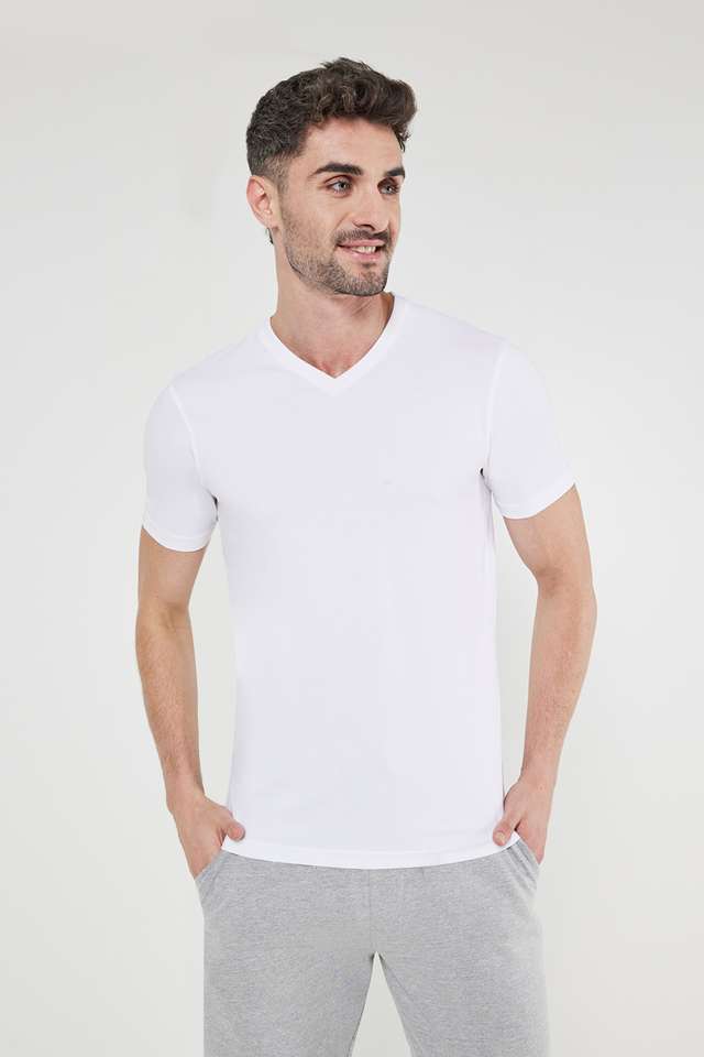 Solid-Blended-Fabric-Slim-Fit-Men-T-Shirt