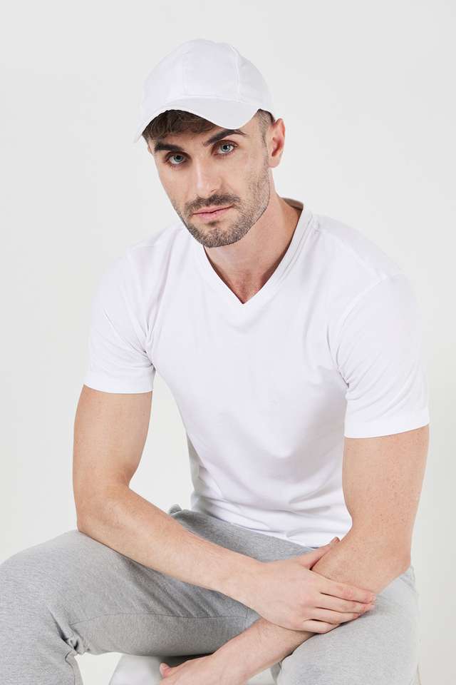 Solid-Blended-Fabric-Slim-Fit-Men-T-Shirt