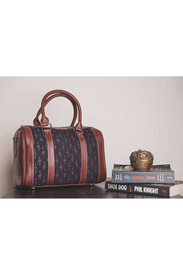 Printed-Ikat-PU-Zipper-Closure-Women-s-Casual-Satchel-Bag