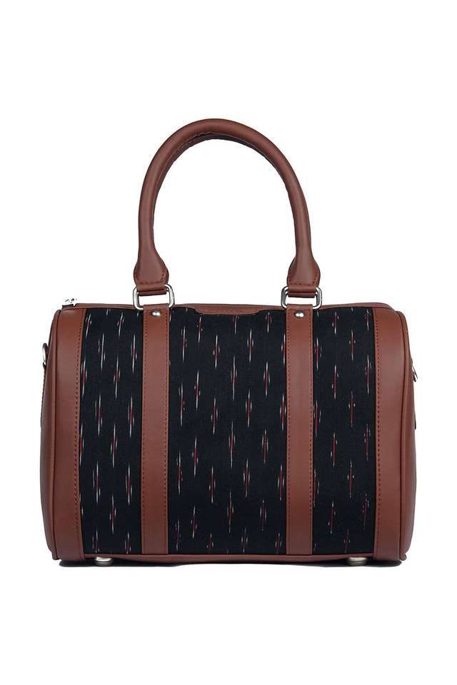 Printed-Ikat-PU-Zipper-Closure-Women-s-Casual-Satchel-Bag