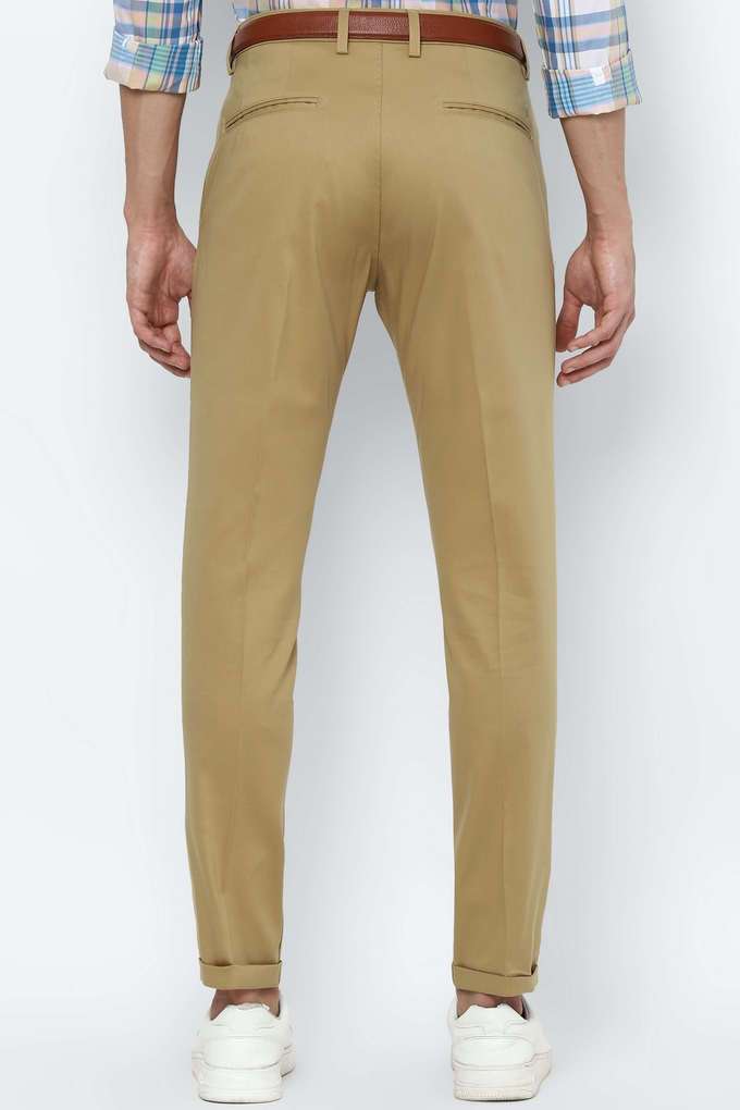 Solid-Cotton-Blend-Tapered-Fit-Men-s-Trousers