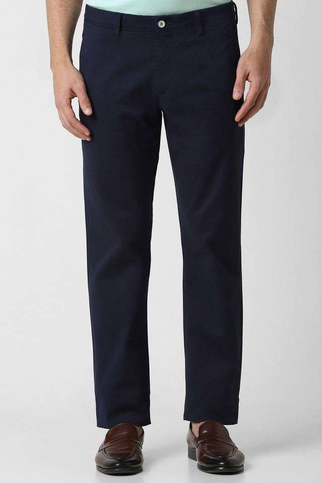 Solid-Blended-Fabric-Regular-Fit-Men-Trousers
