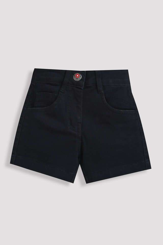 Solid-Denim-Regular-Fit-Girls-Shorts