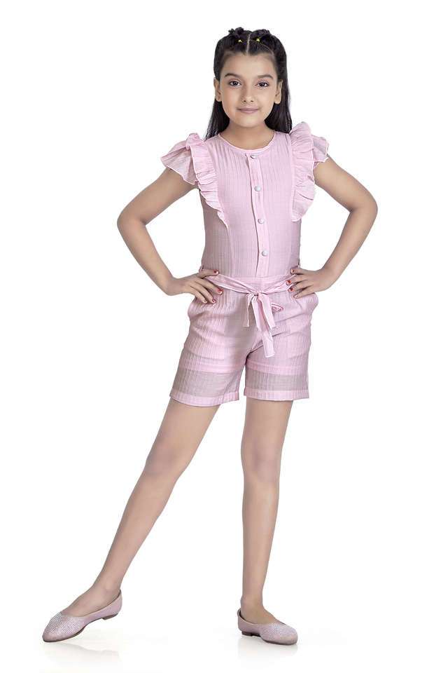 Summer-Casual-Collection-Textured-Polyester-Round-Neck-Girls-Casual-Wear-Jumpsuit