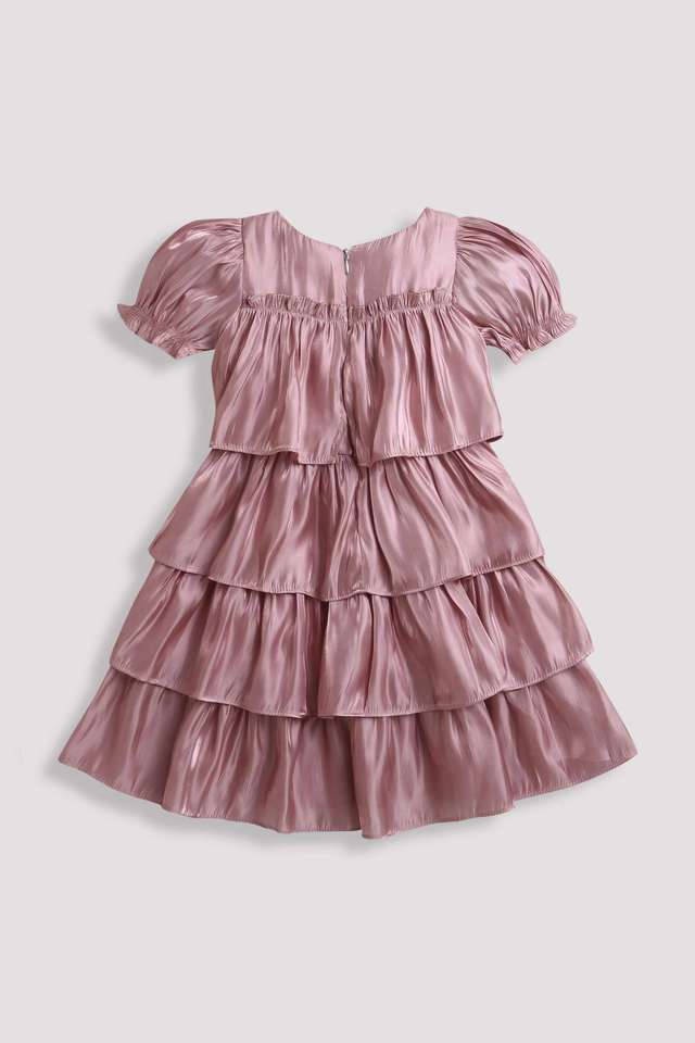 Solid-Polyester-Round-Neck-Girls-Party-Wear-Dress