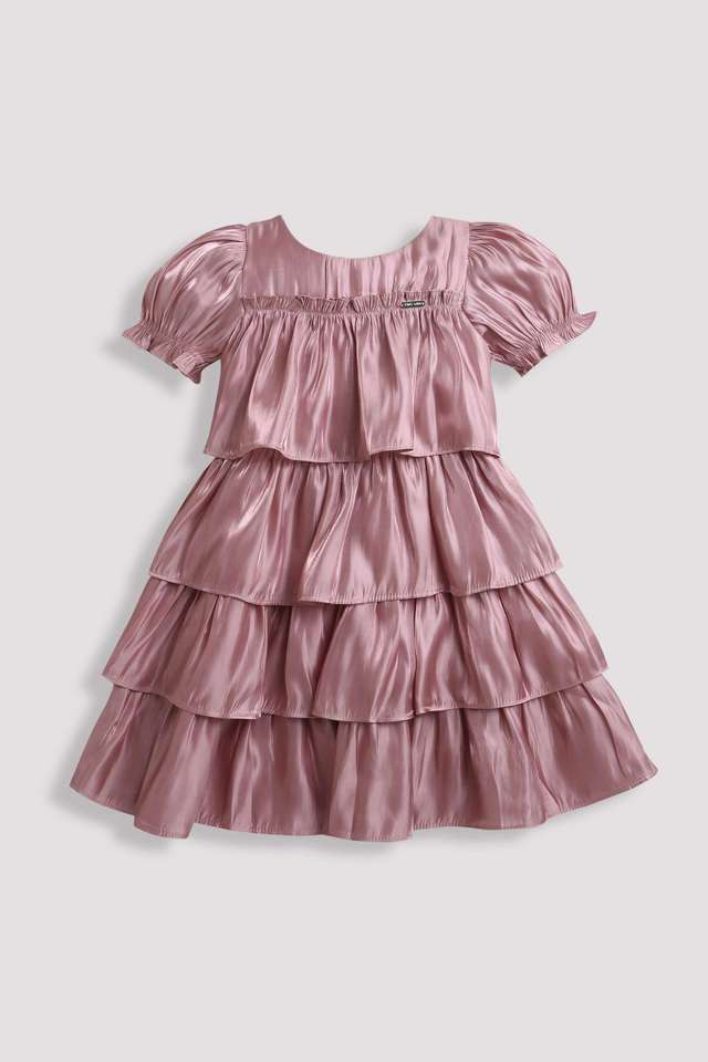 Solid-Polyester-Round-Neck-Girls-Party-Wear-Dress
