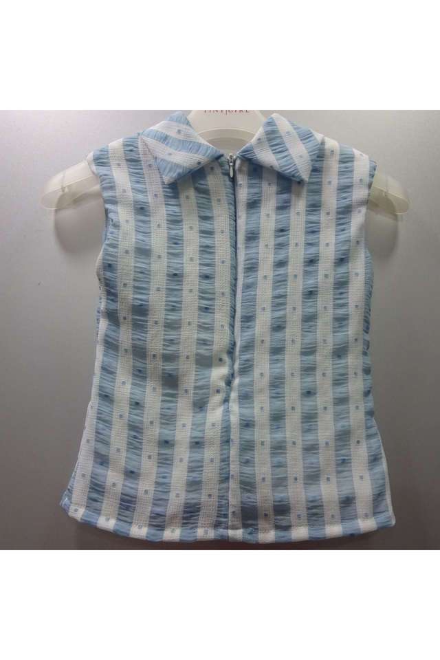 Stripes-Polyester-Round-Neck-Girls-Top