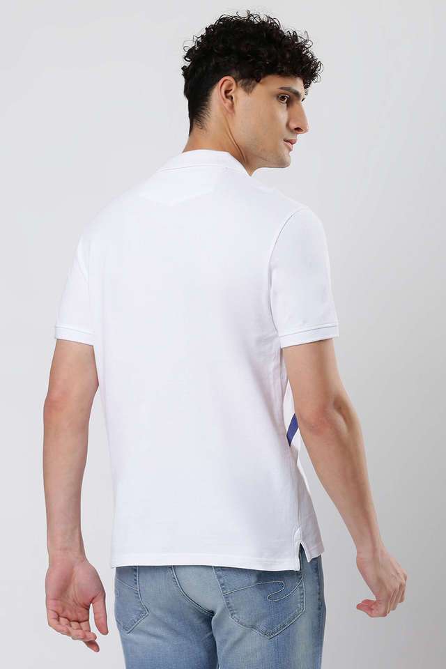 Buy Lee Cooper White Solid Cotton Blend Polo Men's T-Shirt