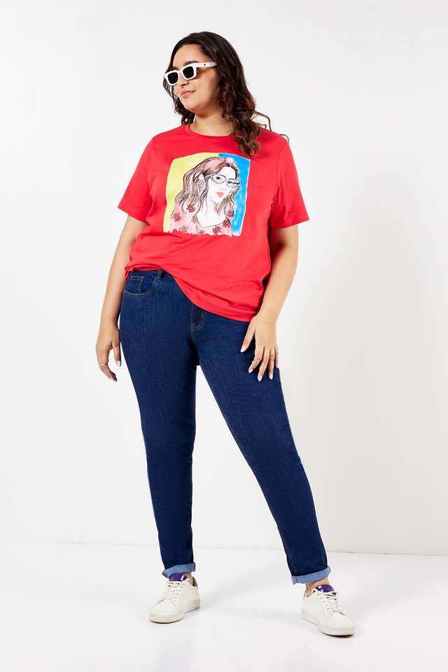 Plus-Size-Graphic-Print-Cotton-Round-Neck-Women-s-T-Shirt