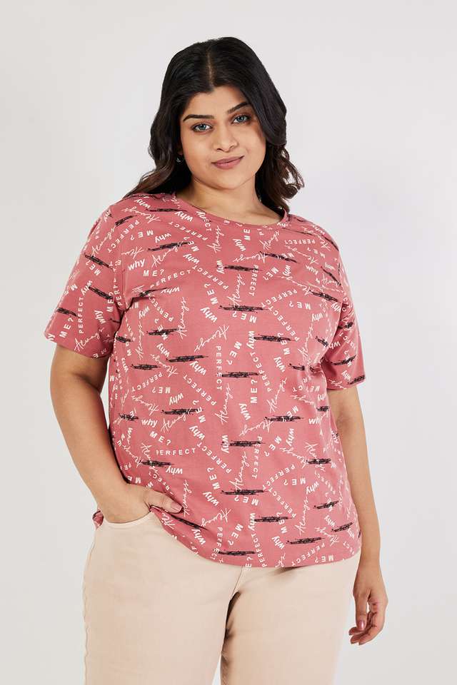 Plus-Size-Printed-Cotton-Round-Neck-Women-s-T-Shirt