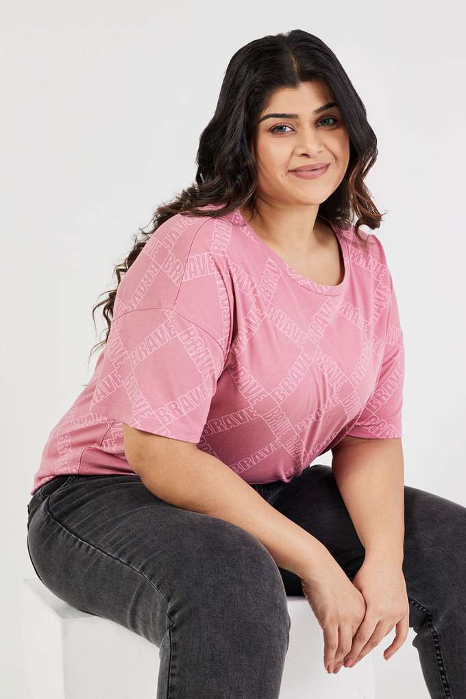 Plus-Size-Printed-Cotton-Round-Neck-Women-s-T-Shirt