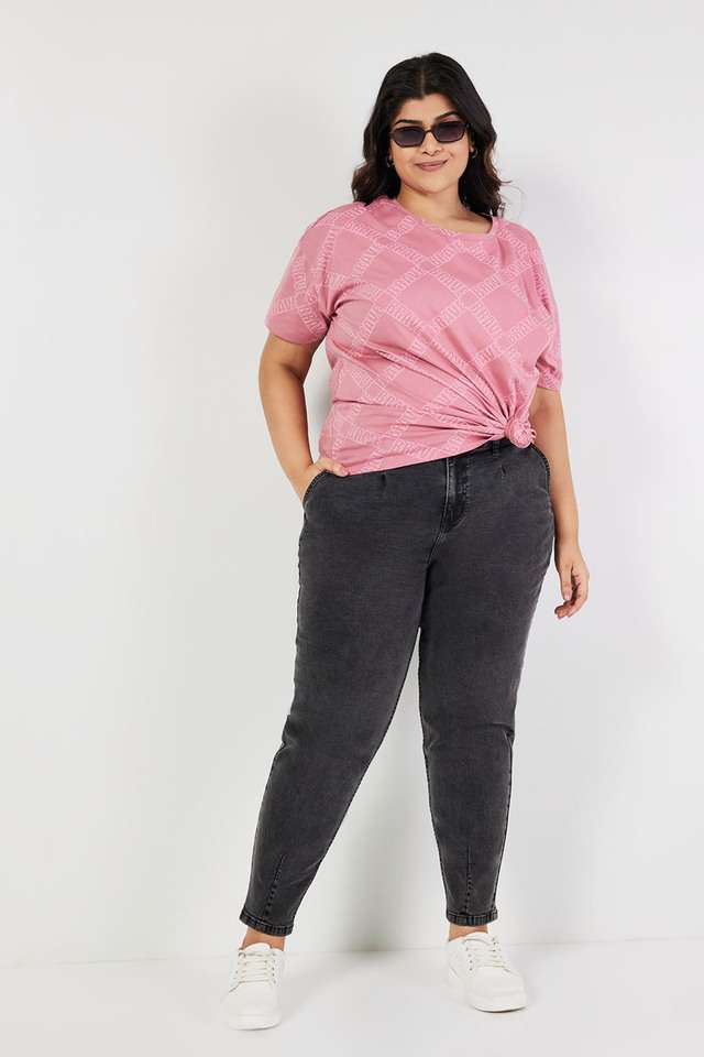 Plus-Size-Printed-Cotton-Round-Neck-Women-s-T-Shirt