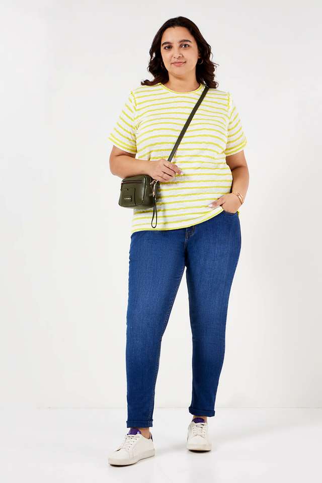 Plus-Size-Solid-Polyester-Round-Neck-Women-s-T-Shirt