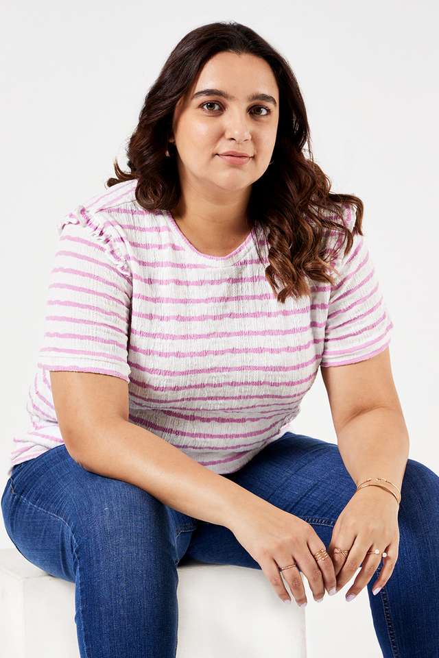 Plus-Size-Solid-Polyester-Round-Neck-Women-s-T-Shirt