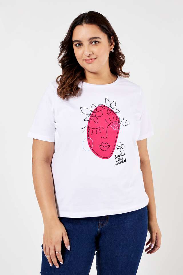 Plus-Size-Graphic-Print-Cotton-Round-Neck-Women-s-T-Shirt