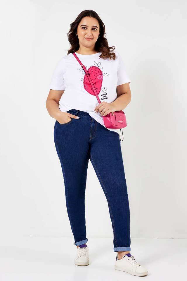 Plus-Size-Graphic-Print-Cotton-Round-Neck-Women-s-T-Shirt