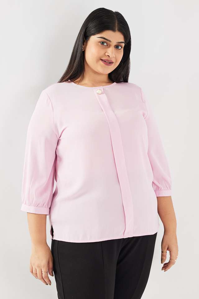 Plus-Size-Solid-Rayon-V-Neck-Women-s-Top