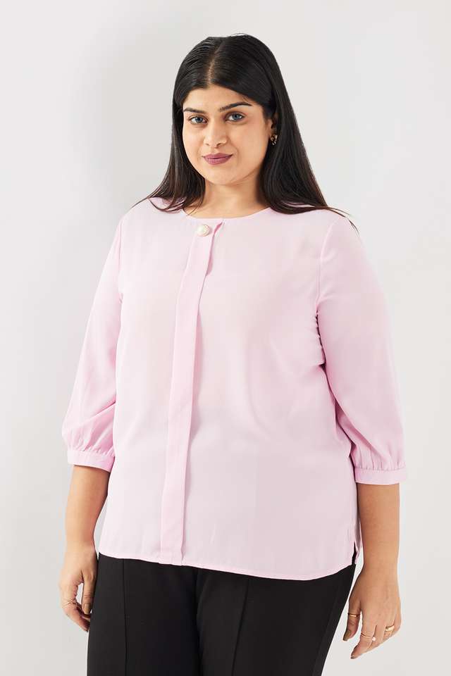 Plus-Size-Solid-Rayon-V-Neck-Women-s-Top